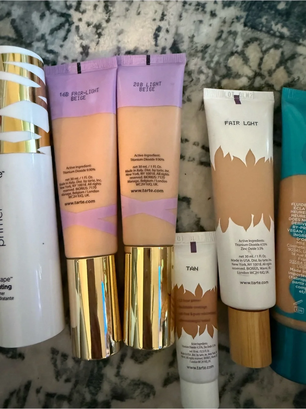 tarte Hydrating Primer & Tint Bundle in White, Purple, Gold and Teal all new